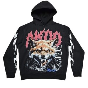 Akoo Evolution Sweatshirt Mens Black Fleece Hoodie Graphic Streetwear Sz M